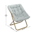 thumbnail image 4 of Emma + Oliver Oversized Faux Fur Folding Saucer Chair for Dorm, Bedroom, Gray Faux Fur/Soft Gold Frame, 4 of 13