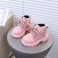 thumbnail image 6 of Babcutegg Toddler Girls Ankle Leather Boots Lace Up Low Heel Non Slip Shoes Fall Winter Fashion Martin Boots Pink Size 12.5 Little Kid, 6 of 8