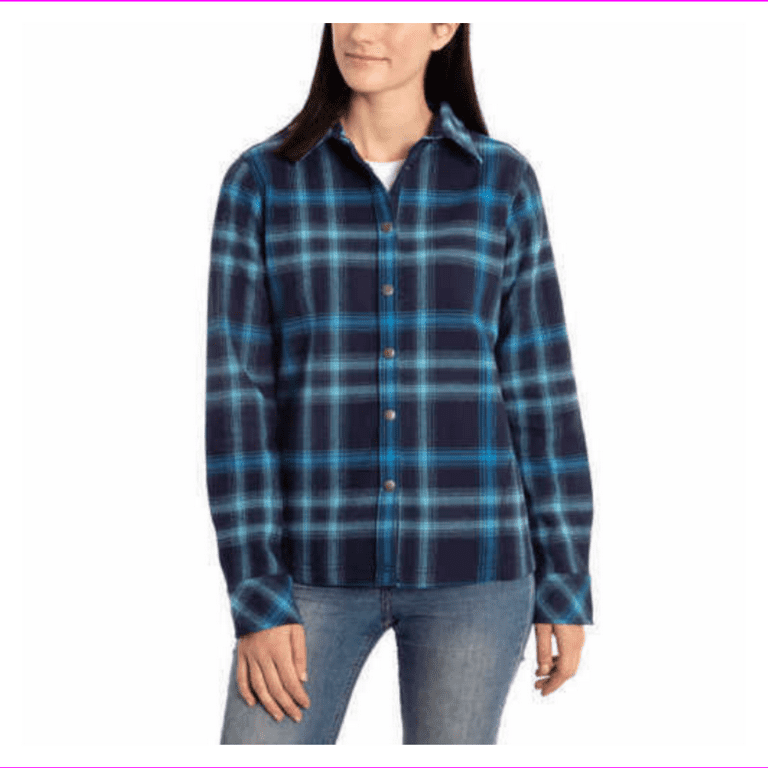 Orvis Women's branded snap button closure shirt jacket L/Blue Nova -  Walmart.com