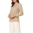thumbnail image 4 of INSPIRE CHIC Women's Lace Mock Neck Long Sleeve Cotton Button-Down Shirt XL Khaki, 4 of 6