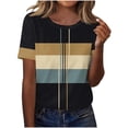 thumbnail image 1 of Camisetas Casuales de las Mujeres Estampadas Cuello Tripulado Manga Corta Superior, Ligera Mezcla de Poliéster Blusa de Moda, 1 of 5