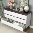 thumbnail image 4 of Wide size Drawer Storage Cabinet, 6-drawer Chest of Drawers for Bedroom Living Room, White & Walnut color, 47.2'' W x 15.74'' D x 30 .7''H, 4 of 12