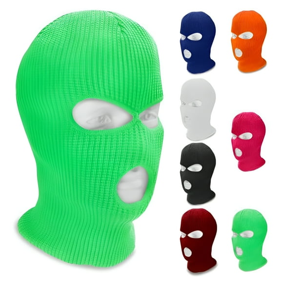 TELOLY 3-Hole Full Face Cover Ski Balaclava Mask Knitted Hat for Men Women, Green