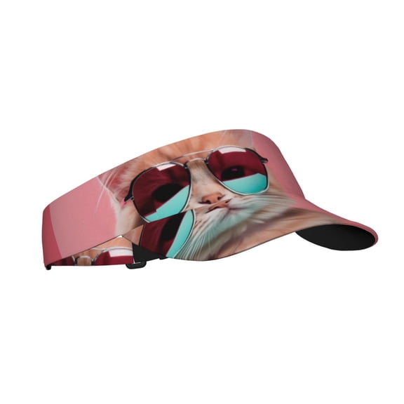 Rocae Cool Cat Pink Sunglasses for Sport Sun Visor Hats Adjustable Empty Top Baseball Cap Cotton Ball Caps for Women and Men