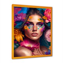 Designart Floral Sensual Woman Portrait IV Framed Wall Art