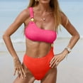 thumbnail image 2 of Fengqque Women's Sexy Color Blocking Bikini Swimsuit (With Bra Pad Without Steel Support), 2 of 9