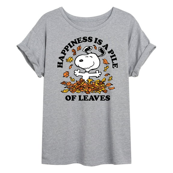 Peanuts - Happiness Is A Pile Of Leaves - Juniors Ideal Flowy Muscle T-Shirt