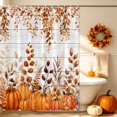 thumbnail image 5 of Fall Orange Pumpkins Shower Curtains for Bathroom, Thanksgiving Autumn Leaf Wood Grain Waterproof Fabric Shower Curtain, Decorative Bathroom Curtain for Bathtub, 72"x72", No Hooks Included, 5 of 9