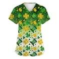 thumbnail image 2 of St Patrick's Day Print V Neck Short Sleeve Workwear Top for Women Fashion Scrub Tops with Pocket Casual Work Shirts 2026 Fluorescent Green M, 2 of 5