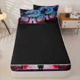 thumbnail image 4 of Metsweet Galaxy Gradient Dragon Zipper Twin Comforter Sets with Fitted Sheet and 2 Pillowcases, Japanese Samurai Sakura Zipper Bedding Set, Blue Purple Red Black,4-Piece,Black Reversible, 4 of 6