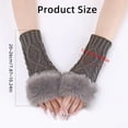thumbnail image 2 of White Furry Fingerless Gloves, Fluffy Winter Knitting Soft Thumb Hole, Faux Fur Hand Wrist Warmer, Knit Crochet Gloves Mittens for Women Unisex Typing Driving Supplies, 2 of 5