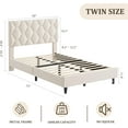 thumbnail image 2 of Beige Twin-XL Bed Frame with Upholstered Headboard, Heavy-Duty Platform Bed Frame with Adjustable Headboard, Strong Wood Slat Support/No Box Spring Needed/Noise Free, 2 of 8