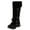 Black, variant on AnuirheiH Women Shoes Boots Lace-up Zipper Snow Boots Plush Cotton Boots Warm Pure Cotton Shoes Plush Ball Ethnic Knight Boots