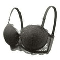 thumbnail image 2 of VISALY Push Up Bra Lace Bras Womens Cut Bra Underwear Bralette Crop Top Female Bra Brassiere Bra Thin Cup Bra Unpadded Bra Wireless Bras Strapless Bras For Women Plus Size Bras For Women Dark Grey 80, 2 of 4