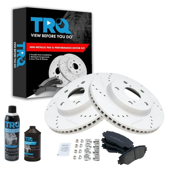 TRQ Front Metallic Brake Pad & Performance Coated Rotor Kit w/Chemicals BKA15320 Fits select: 2013-2018 TOYOTA RAV4 LE, 2006-2012 TOYOTA RAV4