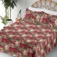 thumbnail image 3 of Ambesonne Floral Fitted & Flat Sheet with Shams 4 Pcs Set, Watercolor Flowers Abstract, King, Dark Pink Fawn and Beige, 3 of 5