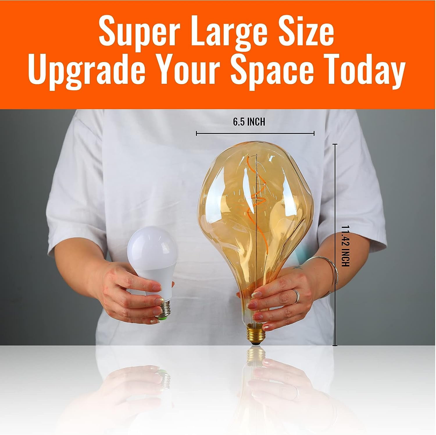 OMED LED Large Edison Bulb Oversized 2 Pack, E26 2200K Warm White Dimmable Vintage Giant Light Bulb, 5 Watt 400LM Extra Big Amber Glass Decorative Bulb for Bedroom, Living Room, Bar, Cafe