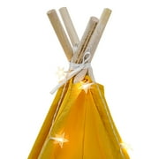 ToppiJoy Foldable Teepee Tent, Play Tent for Kid, Kids Teepee Tent with Window and String of Lights, Indoor Teepee Tent Set (Yellow)