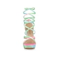 thumbnail image 6 of BLISSFUL STEP Women's Tie Dye High Heel Sandal Platform Block Heel Prom Sandals Green 9, 6 of 7