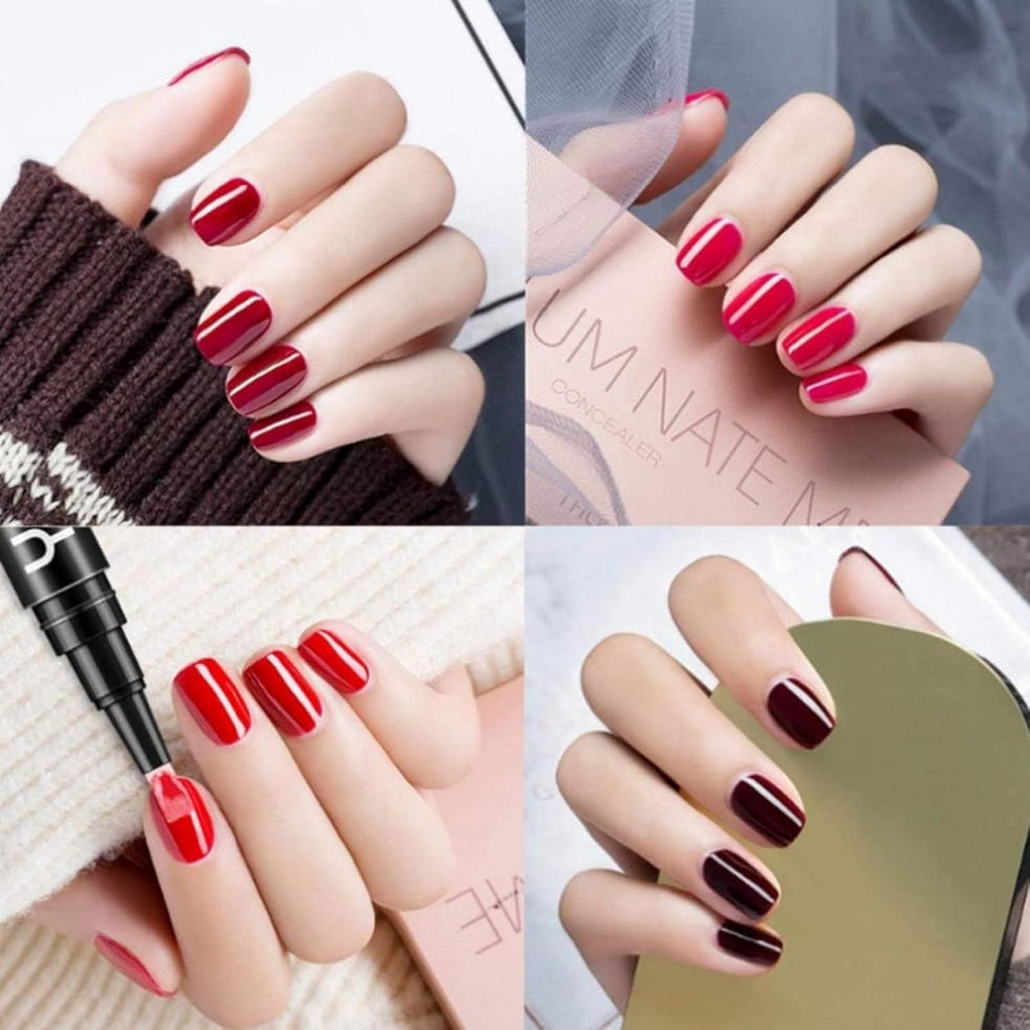 6 Pack Nail Gel Pen, 3-in-1 Gel Nail Polish Pen Set Quick Drying Long Lasting, Portable Nail Art Pen for Manicure Designs, Salon Quality Nail Kit