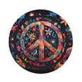 thumbnail image 3 of Peace Sign Hippy Art 2-in-1 Foldable Picnic Blanket Tote Bag Shoulder Handbag, Large Circular Outdoor Mat for Beach Camping Park, 3 of 5