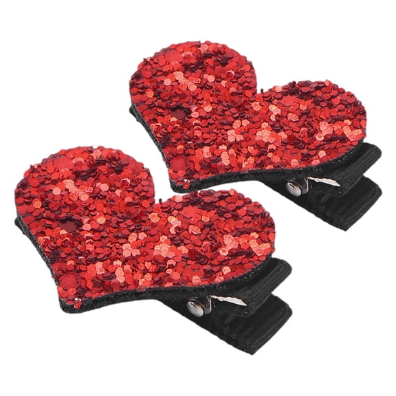 Raindrops  2 Pcs French Hair Pin Heart Clip Glitter Clips Baby Child Red