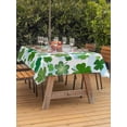 thumbnail image 2 of Outdoor Tablecloth with Umbrella Hole and Zipper, Pink St. Patrick's Day Rectangle Table Cloth 60x120 Inch Waterproof Tablecloth, Green Shamrock Leaves Blue Cloud Picnic Table Cover for Patio Camping, 2 of 7