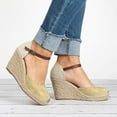 thumbnail image 2 of Women's Closed Toe Platform Sandals Summer Buckle Ankle Strap Espadrilles Wedge Sandals, 2 of 5