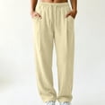 thumbnail image 5 of Edvintorg Sweat Pants for Womens Plus Size Elastic Waisted Wide Leg Sweatpant Loose Casual Drawstring Jogger with Pocket Trendy Womens Clothes S-3XL Beige, 5 of 6