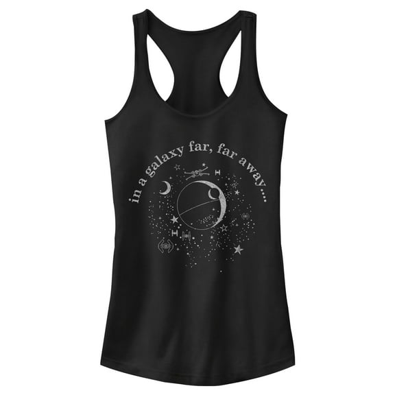 Junior's Star Wars In a Galaxy Far Away Racerback Tank Top Black Small