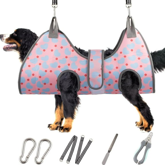 Stress-Free Dog Nail Trimming Hammock for XXL Large Dogs - Adjustable Grooming Sling with Nail Clipper Tool to Calm Anxious Pets During Grooming