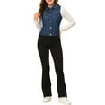 thumbnail image 3 of INSPIRE CHIC Women's Washed Denim Button Sleeveless Vest Jacket with Pockets XL Dark Blue-1, 3 of 7