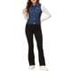 thumbnail image 2 of Chaleco sin mangas de mezclilla lavado para mujer INSPIRE CHIC con botones y bolsillos color azul marino XS, 2 of 6