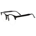 thumbnail image 3 of sunglassLA Unisex Retro Semi-Rimless Clear Lens Round Horn Rimmed Eyeglasses 50mm (Shiny Black / Clear) - 50mm, 3 of 4