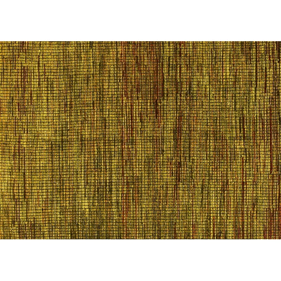 Ahgly Company Machine Washable Indoor Rectangle Oriental Yellow Modern Area Rugs, 4' x 6'