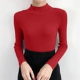 thumbnail image 6 of Otvok Women Mock Neck Ribbed Sweater, Long Sleeve Slim Fit Pullover, Solid Stretchy Layering Top for Fall Winter Daily Outfits, 6 of 7
