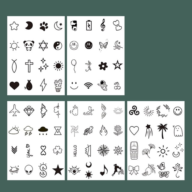 Tatuajes temporales, 5 piezas de tatuajes falsos temporales, tatuajes temporales impermeables, pegatinas de tatuajes falsos elaborados con cuidado
