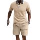 thumbnail image 1 of Pantalones Cortos de Manga Corta de Cuello de los Hombres de Color Sólido Casual de 2 Piezas con Cintura Elástica para Deportes de Verano Y Actividades Al Aire Libre, 1 of 8