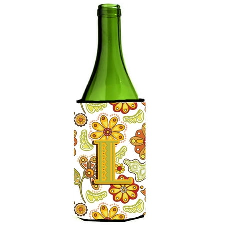 

Caroline s Treasures CJ2003-LLITERK Letter L Floral Mustard and Green Wine Bottle Beverage Insulator Hugger Wine Bottle multicolor