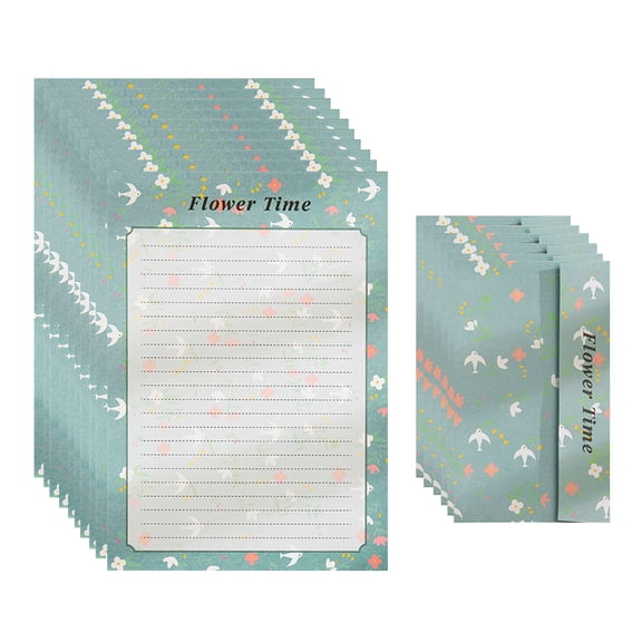 Stationery Paper 48 Sheets, Envelopes 24pcs, Floral Writing Letter Stationary, Letter 26*18.5cm, envelope 17*10.8cm - Blue Bird