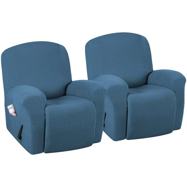 Super Stretch Couch Covers Recliner Covers Recliner Chair Covers Form Fitted Standard / Oversized Power Lift Reclining Slipcovers, Feature Soft Thick Jacquard, Dusty Blue, 2 Pack