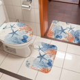 thumbnail image 5 of Summer Ocean Bathroom Rugs Set Vintage Nautical Sea Orange Blue Starfish Corals Seashell Non Slip Absorbent Bath Mats 3 Piece Set with Bathroom Rug, U-Shaped Floor Mat, Toilet Seat Cover Small Size, 5 of 9