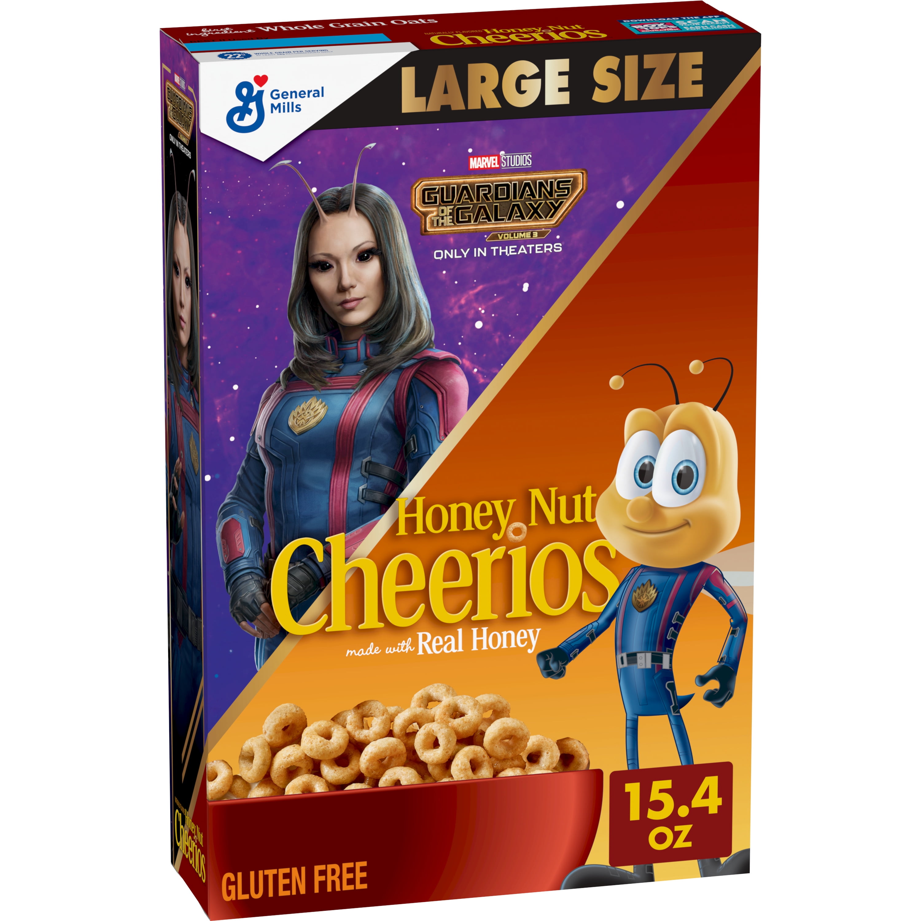 Honey Nut Cheerios, Whole Grain Cereal, Large Size Cereal, 15.4 OZ
