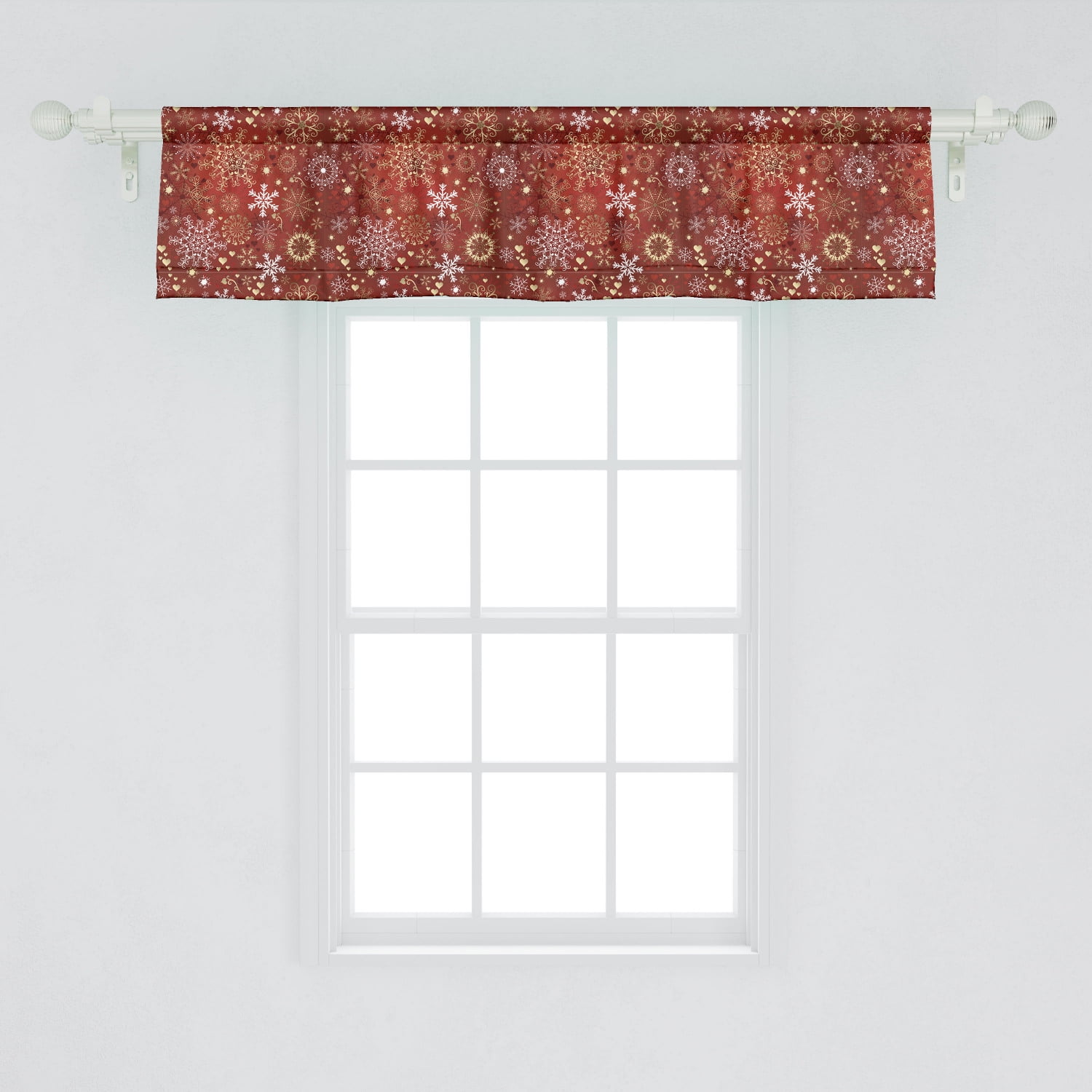 54 x 18 inch One Panel Winter Snowflakes Top Rod Pocket Kitchen Valance for Windows Curtains for Living Room Bedroom Cafe Window Treatment Red Truck Christmas Tree Elk Curtain Valance