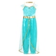 thumbnail image 5 of iiniim Kids Girls Shiny Sequins Princess Carnival Jumpsuit with Choker for Theme Party A Light Blue 10, 5 of 7