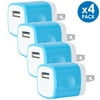 USB Wall Charger Adapter 1A/5V 4-Pack Travel USB Plug Charging Block Brick Charger Power Adapter Cube Compatible with iPhone Xs/XS Max/X/8/7/6 Plus, Galaxy S9/S8/S8 Plus, Moto, Kindle, LG, HTC, Google
