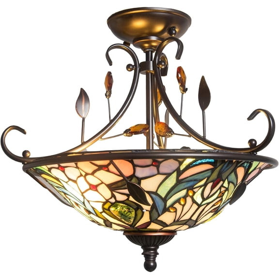 Dale Tiffany Peony Crystal Semi Flush Mount