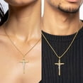 thumbnail image 2 of 14K Solid Two Tone Gold Lord Jesus Christ Crucifix Holy Cross Necklace Religious Chain Pendant Charm with chain 16inch, 2 of 11