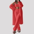 thumbnail image 4 of Sherpa Fleece Outfits for Women 3 Piece Fuzzy Loungewear Pants Sets with Long Sweater Cardigan & Tank Crop Top (S, Orange), 4 of 8