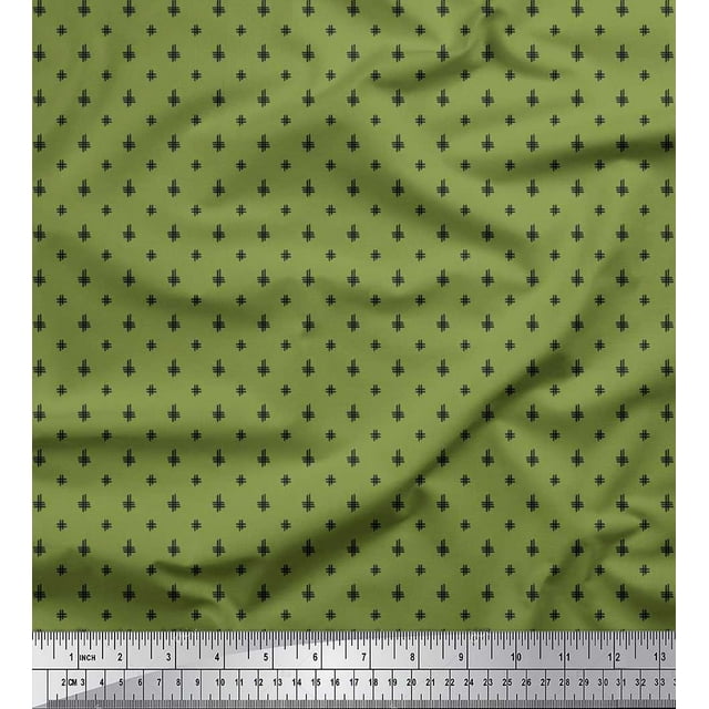 Soimoi Poly Crepe Fabric Hash Sign Geometric Printed Fabric 1 Yard 42 Inch Wide